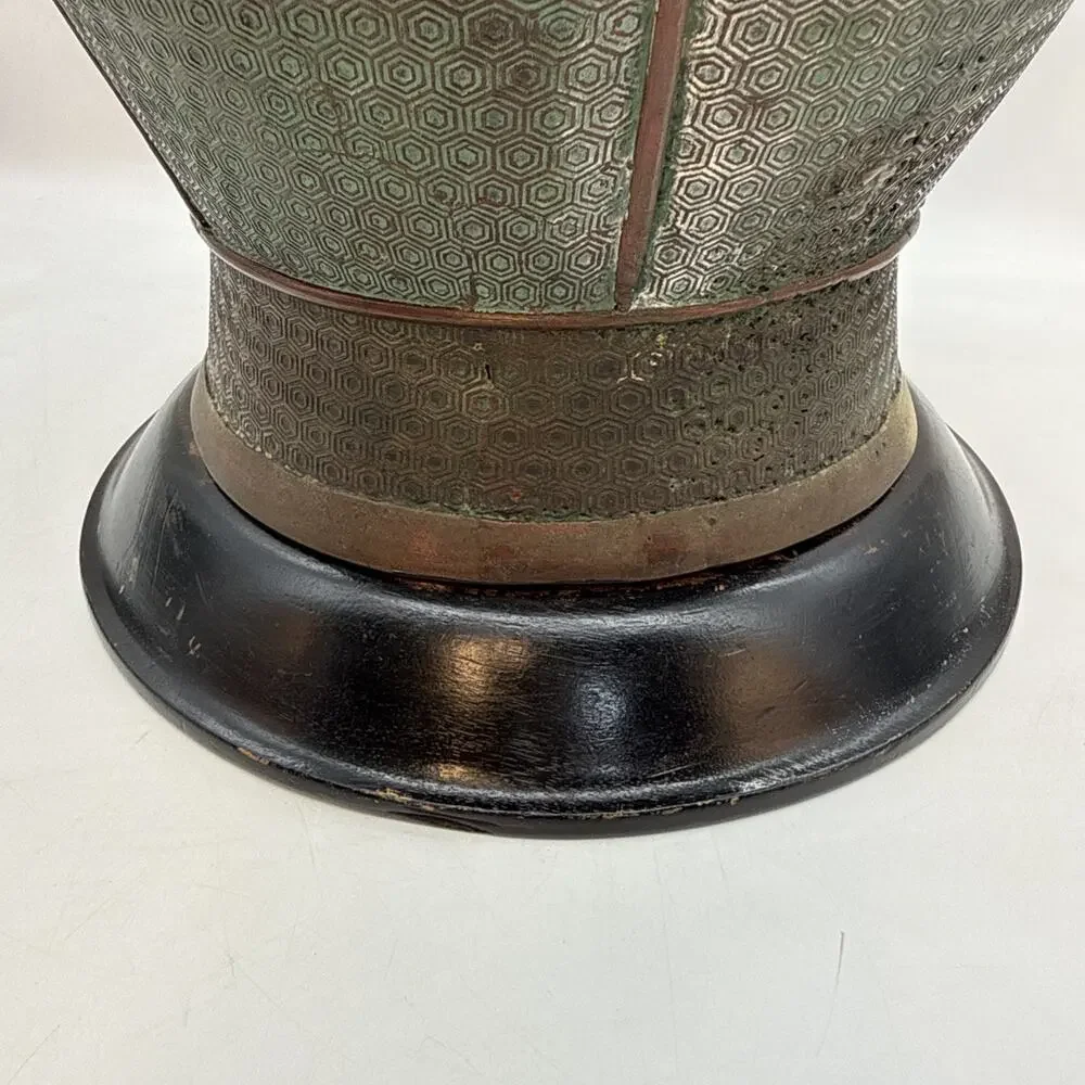 17.5” Antique Japanese Bronze Champleve Cloisonné Enamel Vase Dragon Handles ⬇️